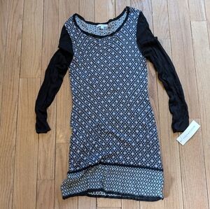 Nwt Juniors Notations Black White And Gray Long Sleeve Sweater Dress Size Large